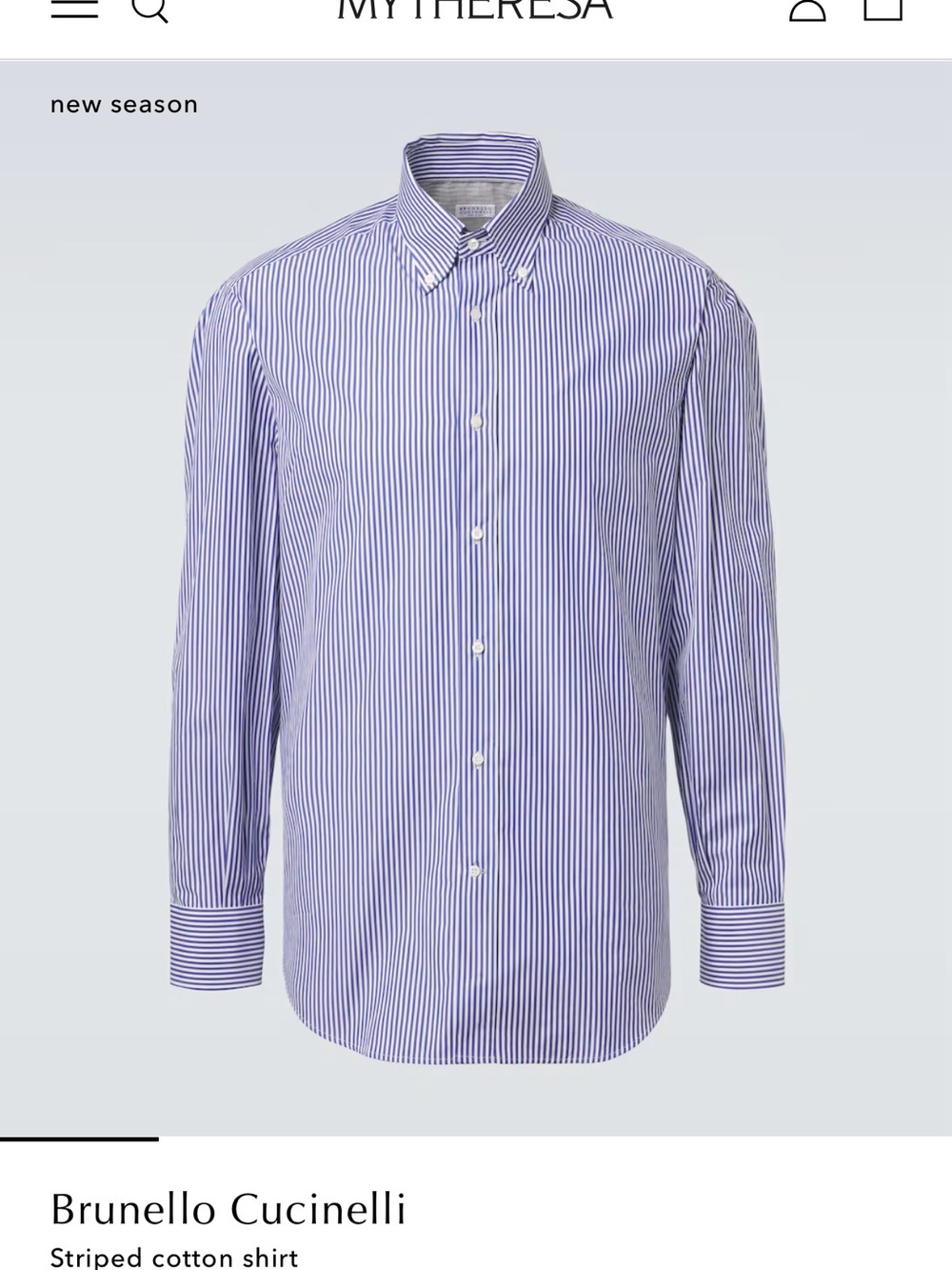 Brunello Cucinelli Blue and White Striped Button-Down Shirt